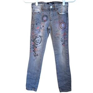 Vintage Abby Dawn By Avril Lavigne Doodle Skinny Jeans Girls Sz 8 Skulls Studs